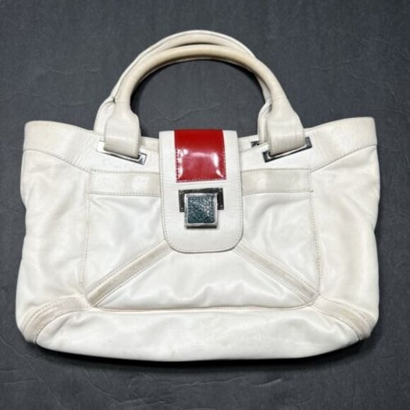 Loewe Womens Lambskin Leather Handbag White